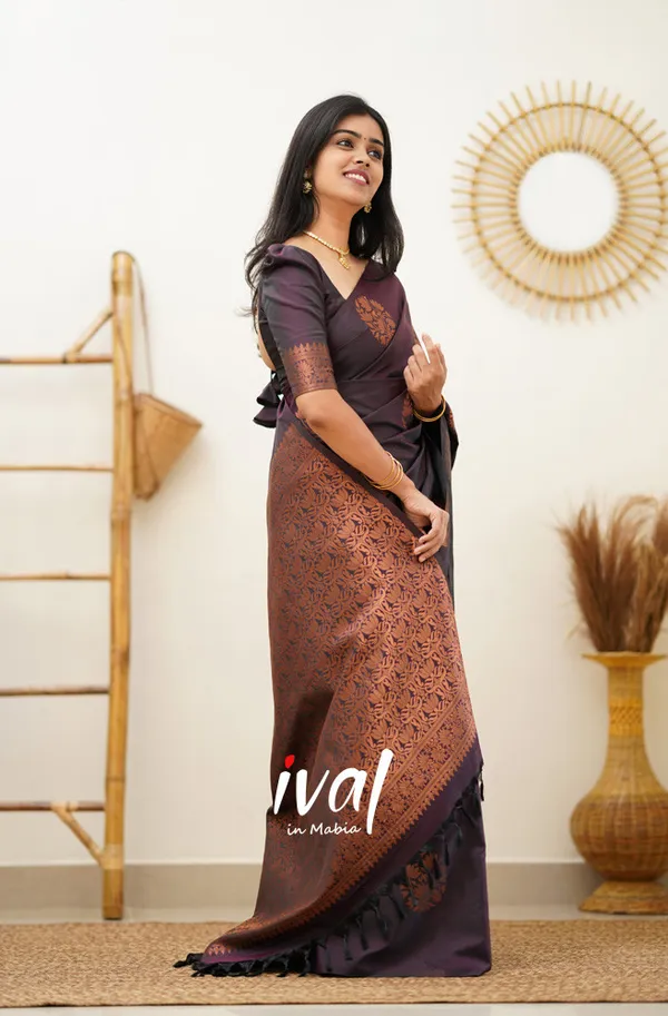 Wine_Soft_Lichi_Silk_Saree_For_Women