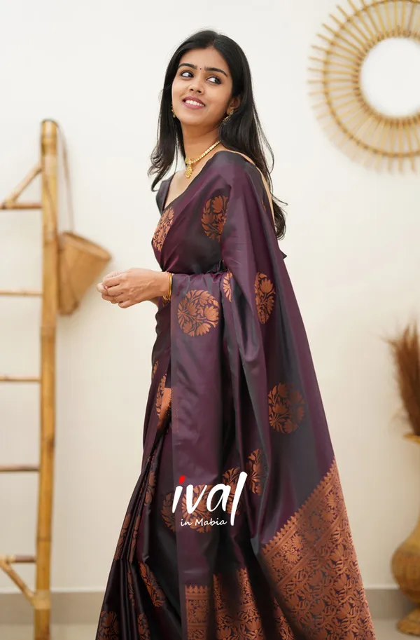 Wine_Soft_Lichi_Silk_Saree_For_Women