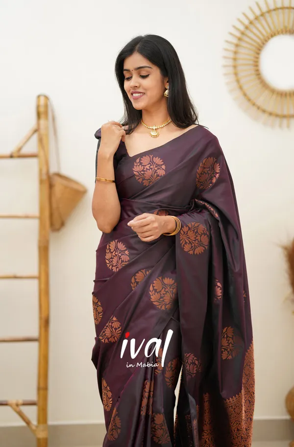 Wine_Soft_Lichi_Silk_Saree_For_Women