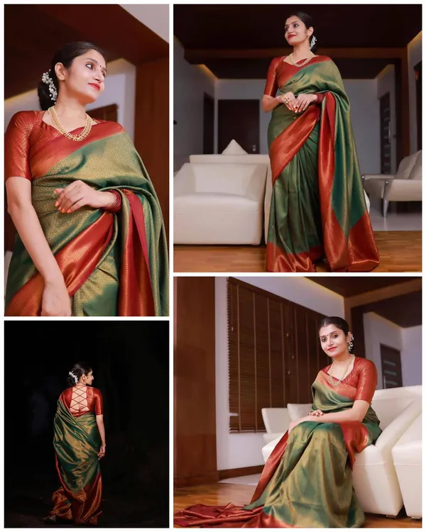 Green_Banarasi_Soft_Lichi_Silk_Saree_For_Women