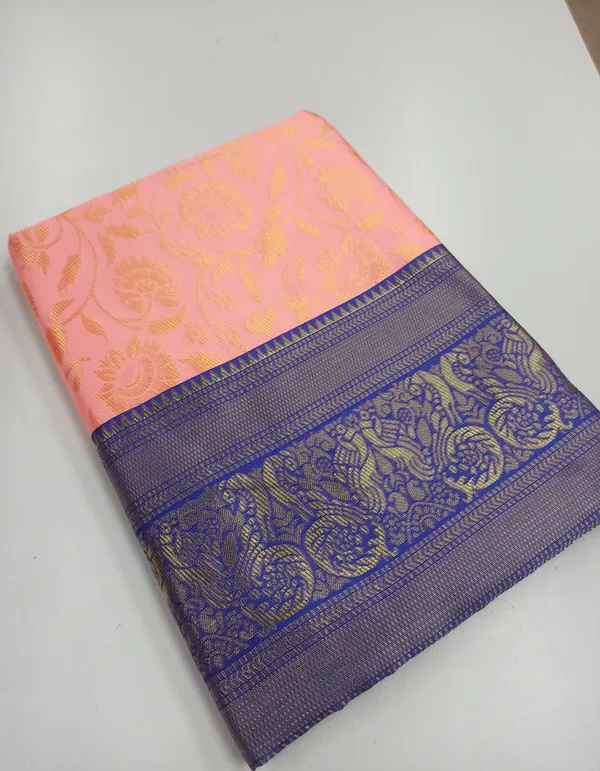 Peach_Soft_Lichi_Silk_Saree_For_Women