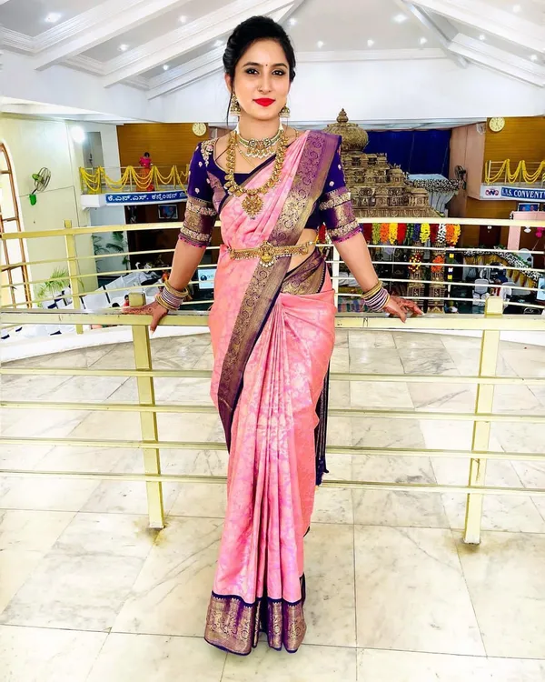 Peach_Soft_Lichi_Silk_Saree_For_Women