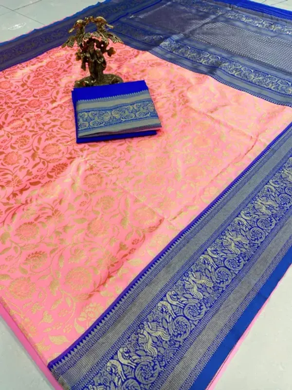 Peach_Soft_Lichi_Silk_Saree_For_Women
