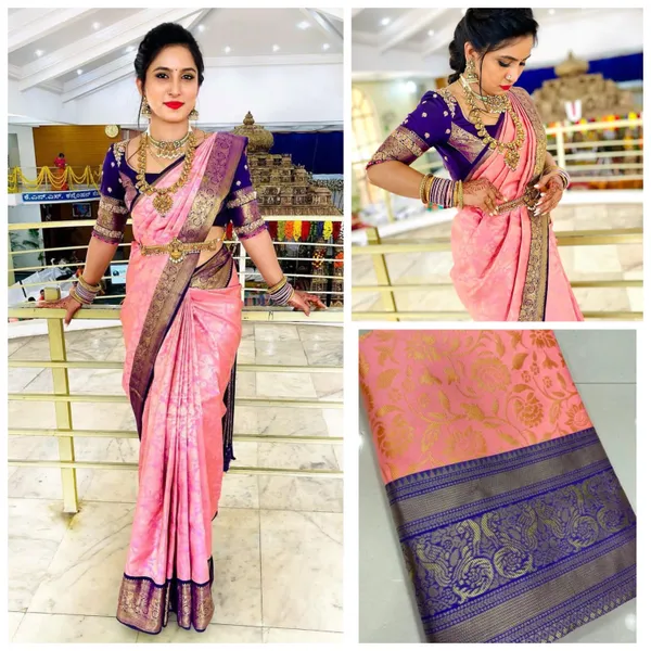 Peach_Soft_Lichi_Silk_Saree_For_Women