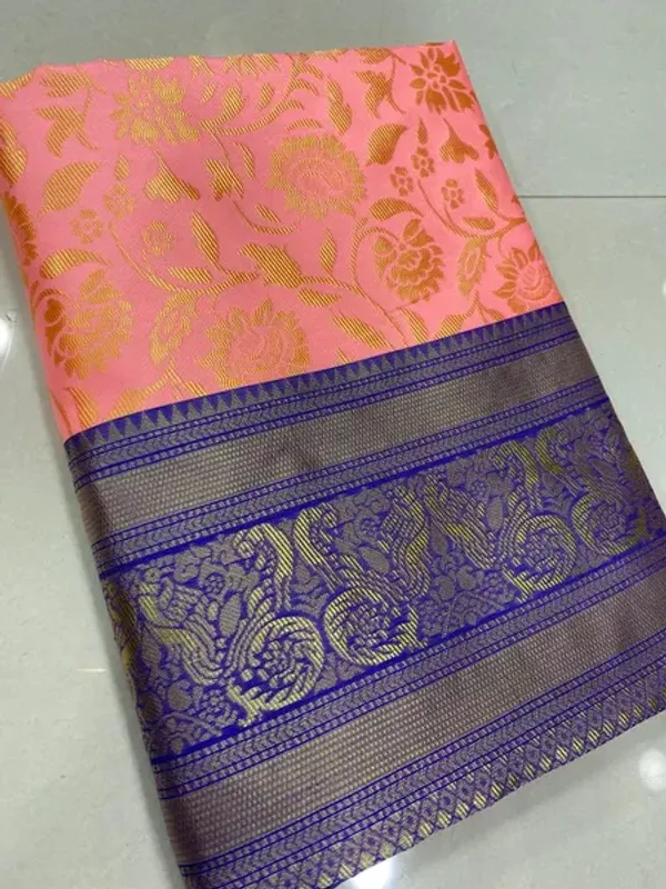 Peach_Soft_Lichi_Silk_Saree_For_Women