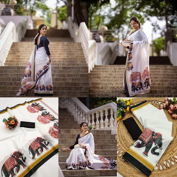 White_Linen_Cotton_Saree_For_Women