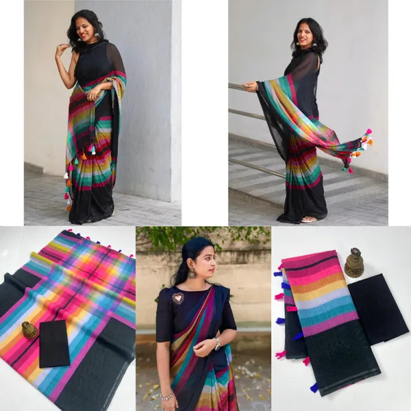 Black_Linen_Cotton_Saree_For_Women
