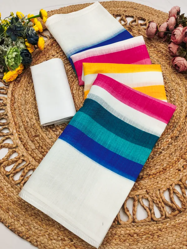 White_Linen_Cotton_Saree_For_Women