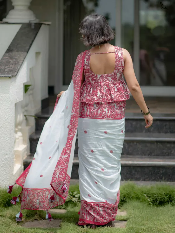 Red_Linen_Cotton_Saree_For_Women