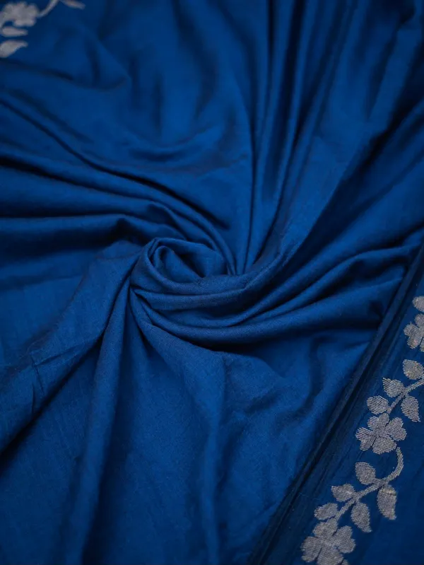 Blue_Linen_Cotton_Saree_For_Women