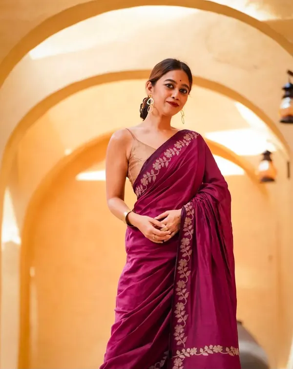 Pink_Linen_Cotton_Saree_For_Women