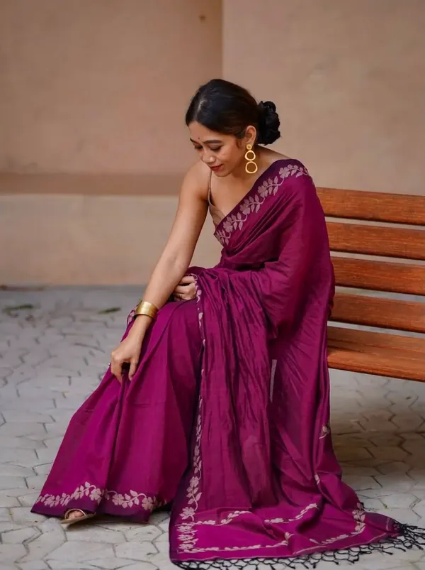 Pink_Linen_Cotton_Saree_For_Women