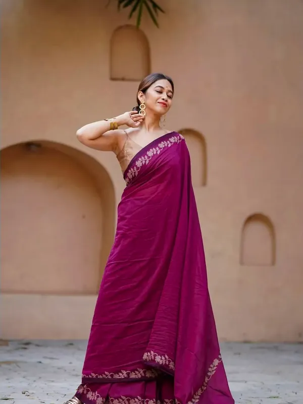 Pink_Linen_Cotton_Saree_For_Women