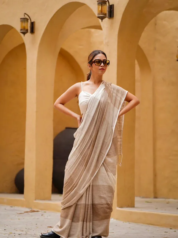 Beige_Linen_Cotton_Saree_For_Women