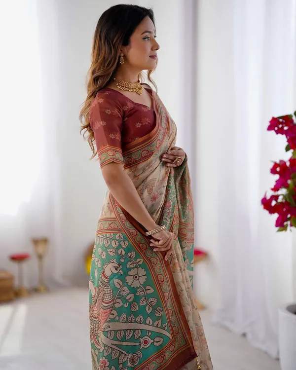 Cream_Linen_Cotton_Saree_For_Women