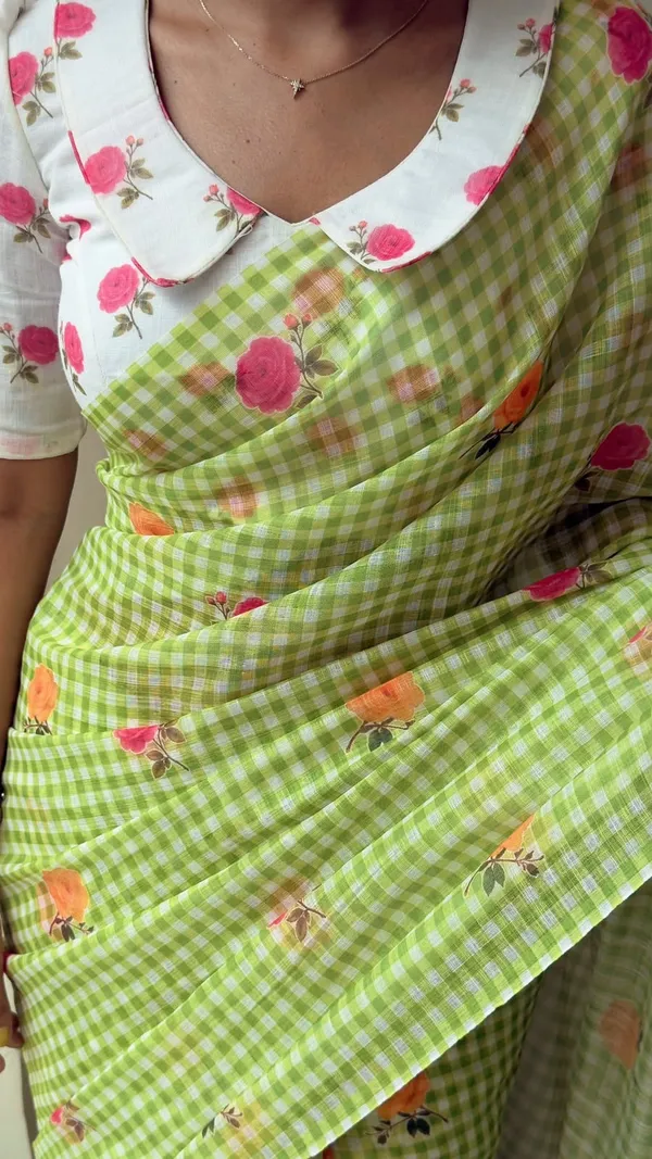 Green_Linen_Cotton_Saree_For_Women