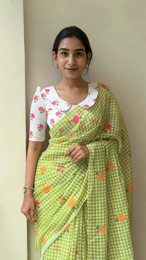 Green_Linen_Cotton_Saree_For_Women