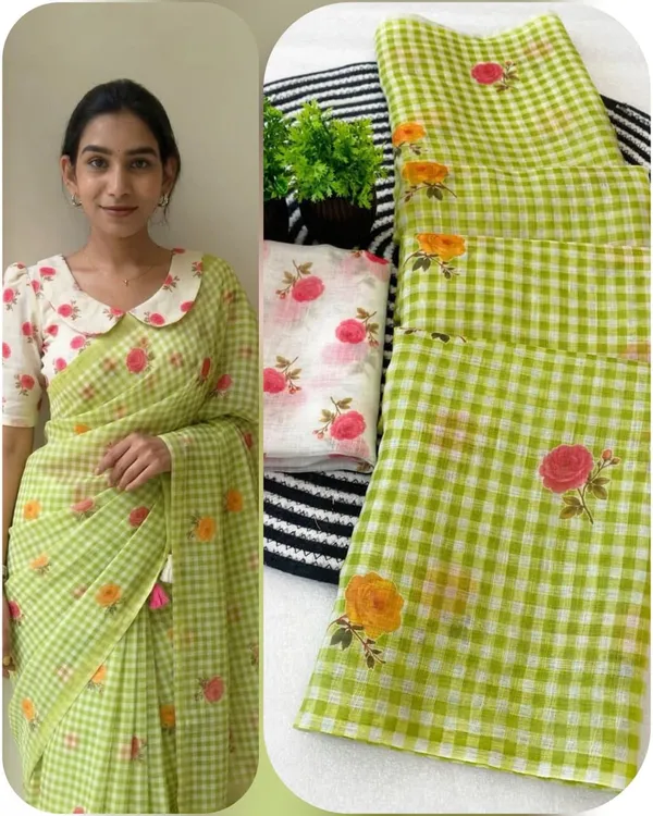 Green_Linen_Cotton_Saree_For_Women