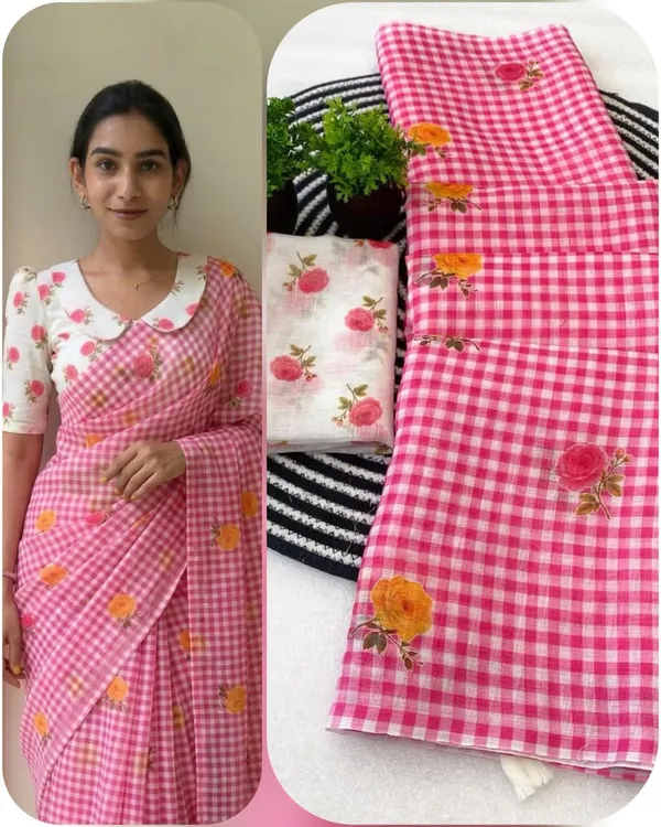 Pink_Linen_Cotton_Saree_For_Women
