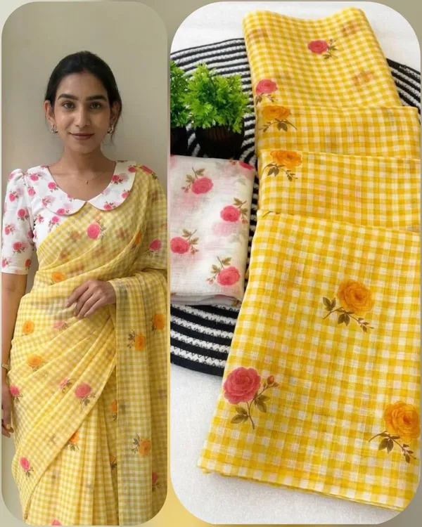 Yellow_Linen_Cotton_Saree_For_Women