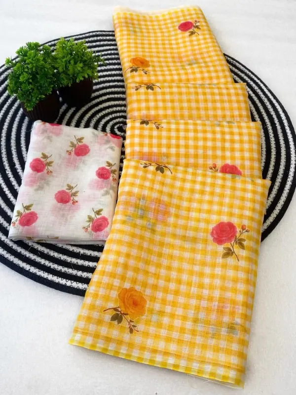 Yellow_Linen_Cotton_Saree_For_Women