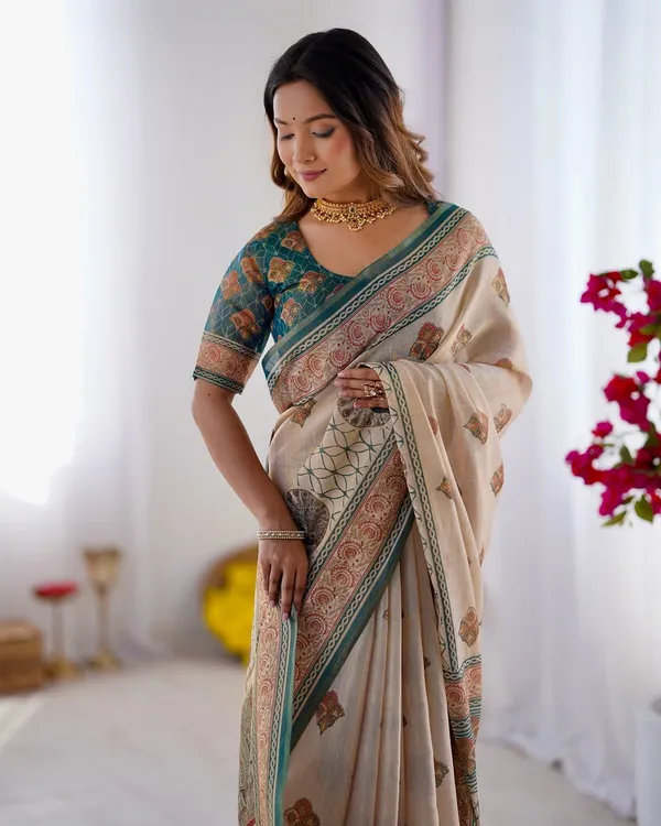 Off_White_Linen_Cotton_Saree_For_Women