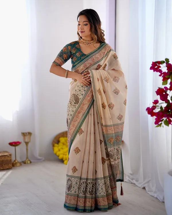 Off_White_Linen_Cotton_Saree_For_Women