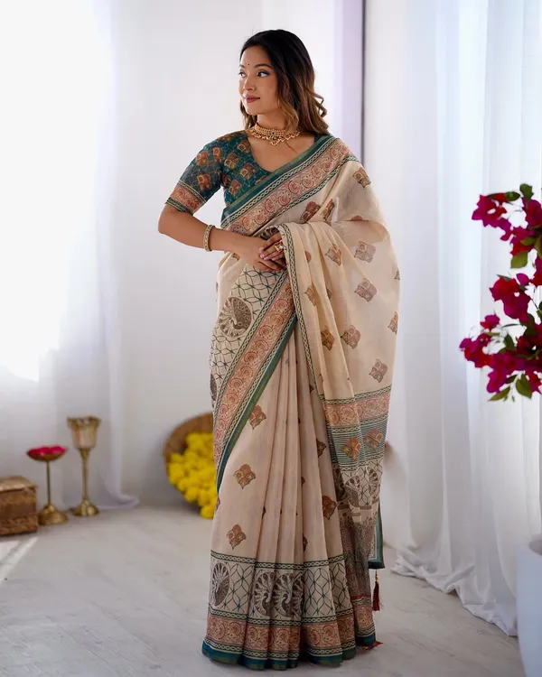 Off_White_Linen_Cotton_Saree_For_Women