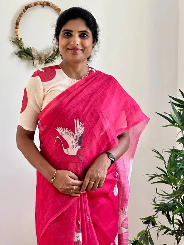 Pink_Linen_Cotton_Saree_For_Women