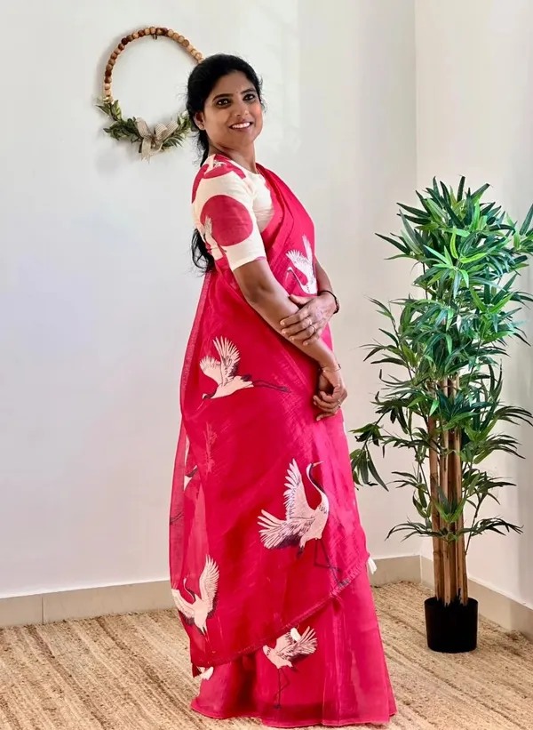 Pink_Linen_Cotton_Saree_For_Women