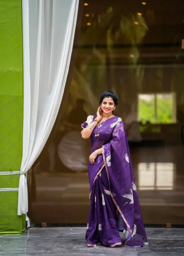 Purple_Linen_Cotton_Saree_For_Women