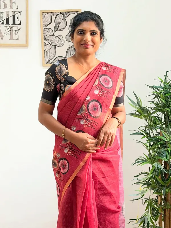 Pink_Linen_Cotton_Saree_For_Women