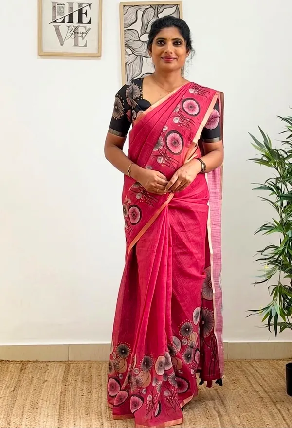 Pink_Linen_Cotton_Saree_For_Women