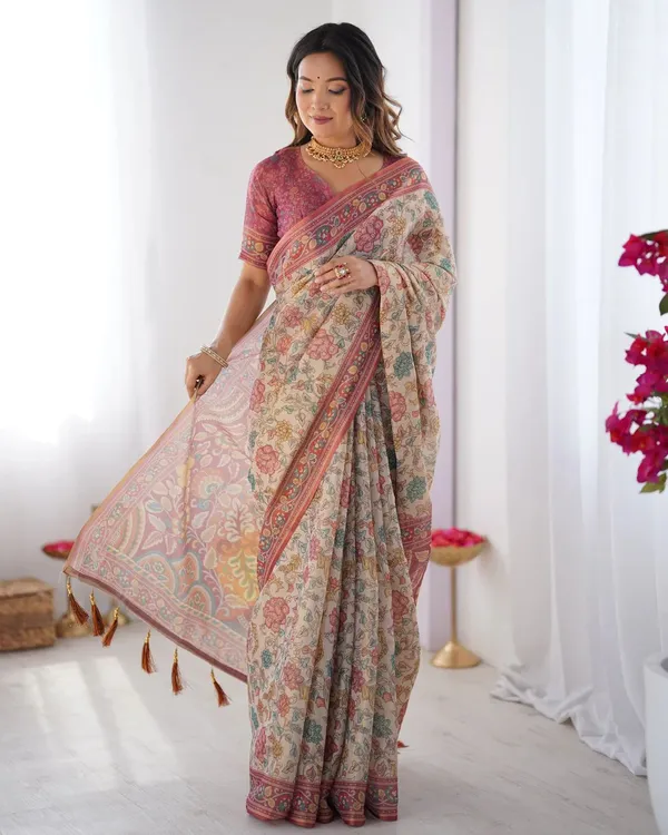 Pink_Premium_Linen_Cotton_Saree_For_Women