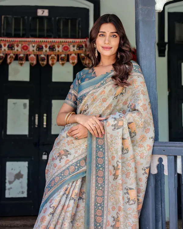 Grey_Premium_Linen_Cotton_Saree_For_Women