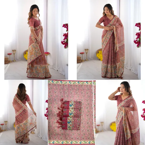 Red_Premium_Linen_Cotton_Saree_For_Women