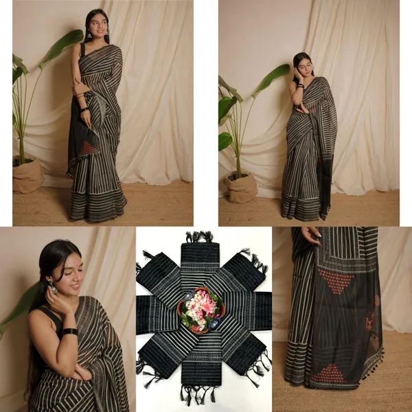 Black_Premium_Chanderi_Cotton_Saree_For_Women
