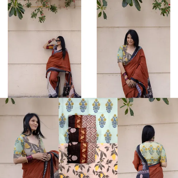 Rust_Premium_Linen_Cotton_Saree_For_Women