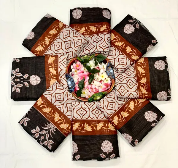 Rust_Premium_Linen_Cotton_Saree_For_Women