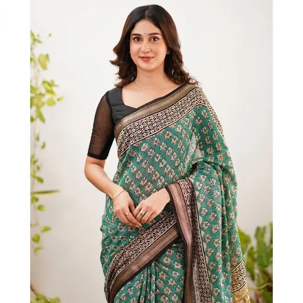 Green_Premium_Linen_Cotton_Saree_For_Women
