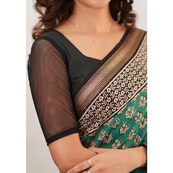Green_Premium_Linen_Cotton_Saree_For_Women