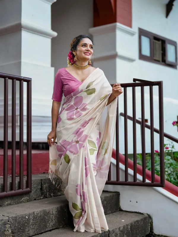 White_Premium_Linen_Cotton_Saree_For_Women
