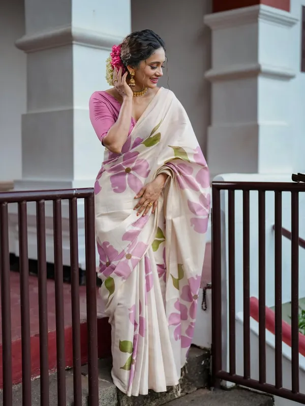 White_Premium_Linen_Cotton_Saree_For_Women