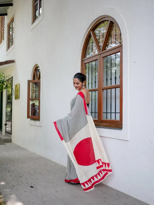 White_Premium_Linen_Cotton_Saree_For_Women