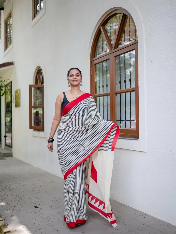 White_Premium_Linen_Cotton_Saree_For_Women