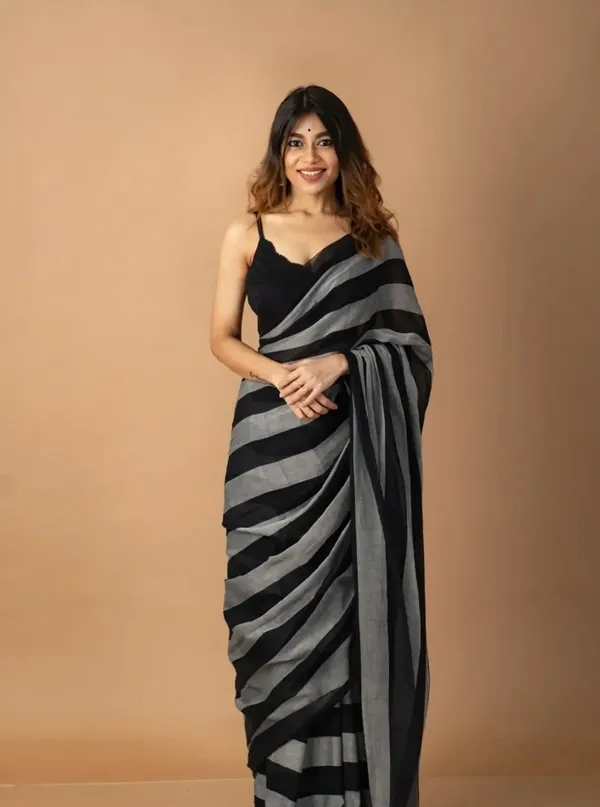 Black_Premium_Linen_Cotton_Saree_For_Women
