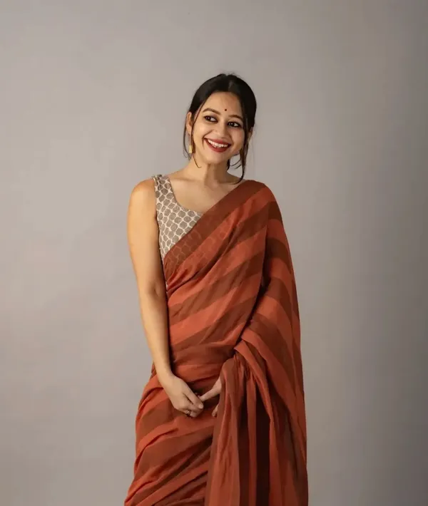 Brown_Premium_Linen_Cotton_Saree_For_Women