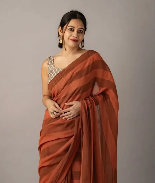 Brown_Premium_Linen_Cotton_Saree_For_Women