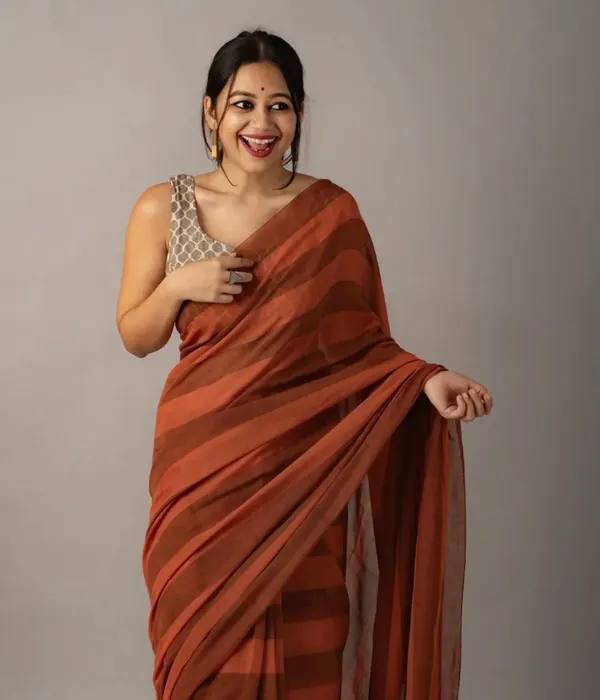 Brown_Premium_Linen_Cotton_Saree_For_Women