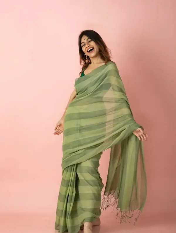 Green_Premium_Linen_Cotton_Saree_For_Women